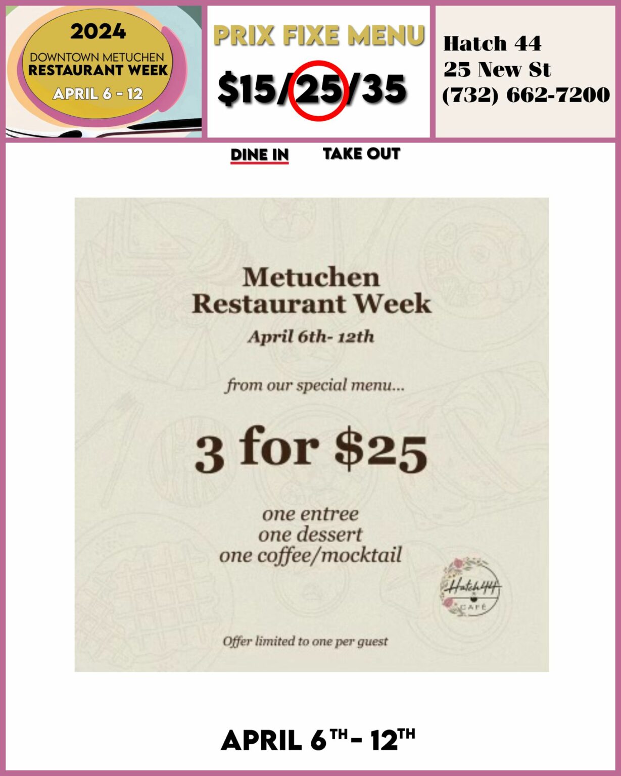 Restaurant Week 2024 Downtown Metuchen